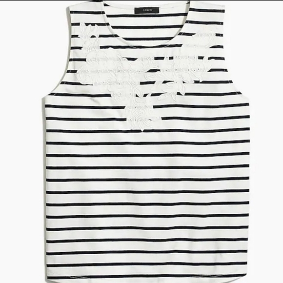 Nwt J. Crew Striped Embroidered Swing Tank - Picture 1 of 8